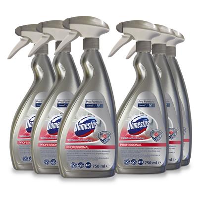 Domestos Pro Formula TASKI Sani 4 in 1 Plus Spray 6x0.75L - preparat do czyszczenia, odkamieniania, dezynfekcji i dezodoryzacji powierzchni w łazienkach
