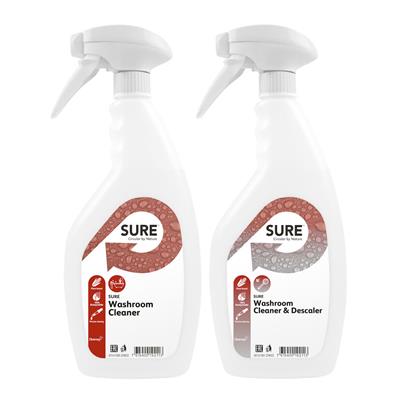 SURE Washroom Cleaner & Descaler Empty Spraybottles 6szt. - butelki ze spryskiwaczem 750 ml do produktów SURE Washroom Cleaner i SURE Washroom Cleaner & Descaler